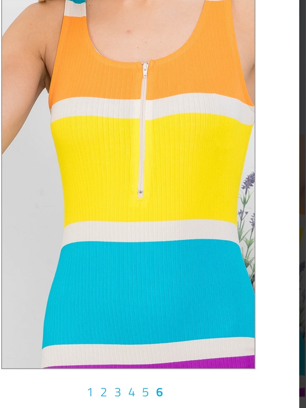 Colorblock Ribbed Zipper Romper - Bright Multi - Picture 2 of 2